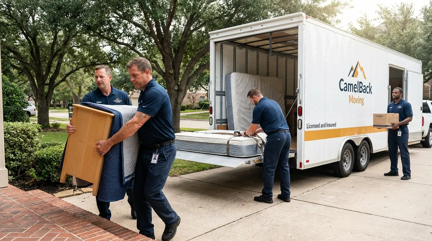 Crew loading residential truck for cross-state move from Coeburn, VA
